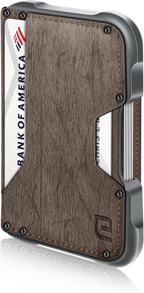 ENIGMA Dapper PU Leather Bifold Front Pocket Slim Wallet for Men, Aluminum Metal Travel Tactical RFID Blocking Card Holder Money Clip, Ideal Mens Gift (Black PU)