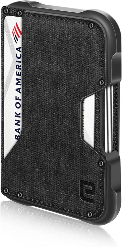 ENIGMA Dapper PU Leather Bifold Front Pocket Slim Wallet for Men, Aluminum Metal Travel Tactical RFID Blocking Card Holder Money Clip, Ideal Mens Gift (Black PU)