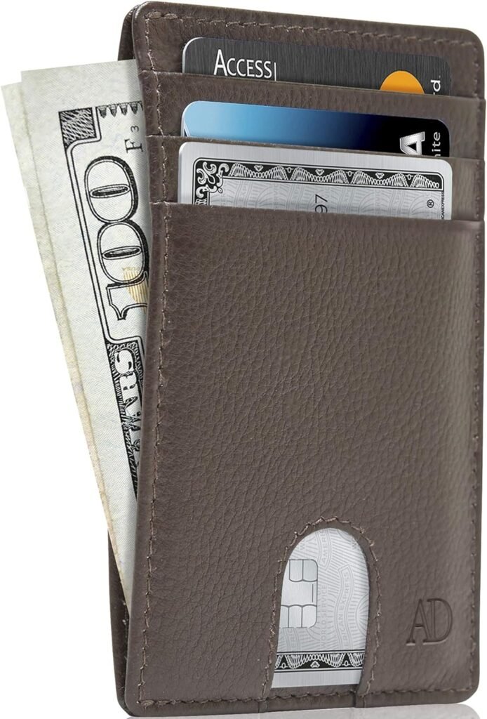 Access Denied REAL LEATHER Slim Minimalist Mens Wallet - Thin Front Pocket RFID Credit Card Holder Wallets For Men Holiday Gifts For Him