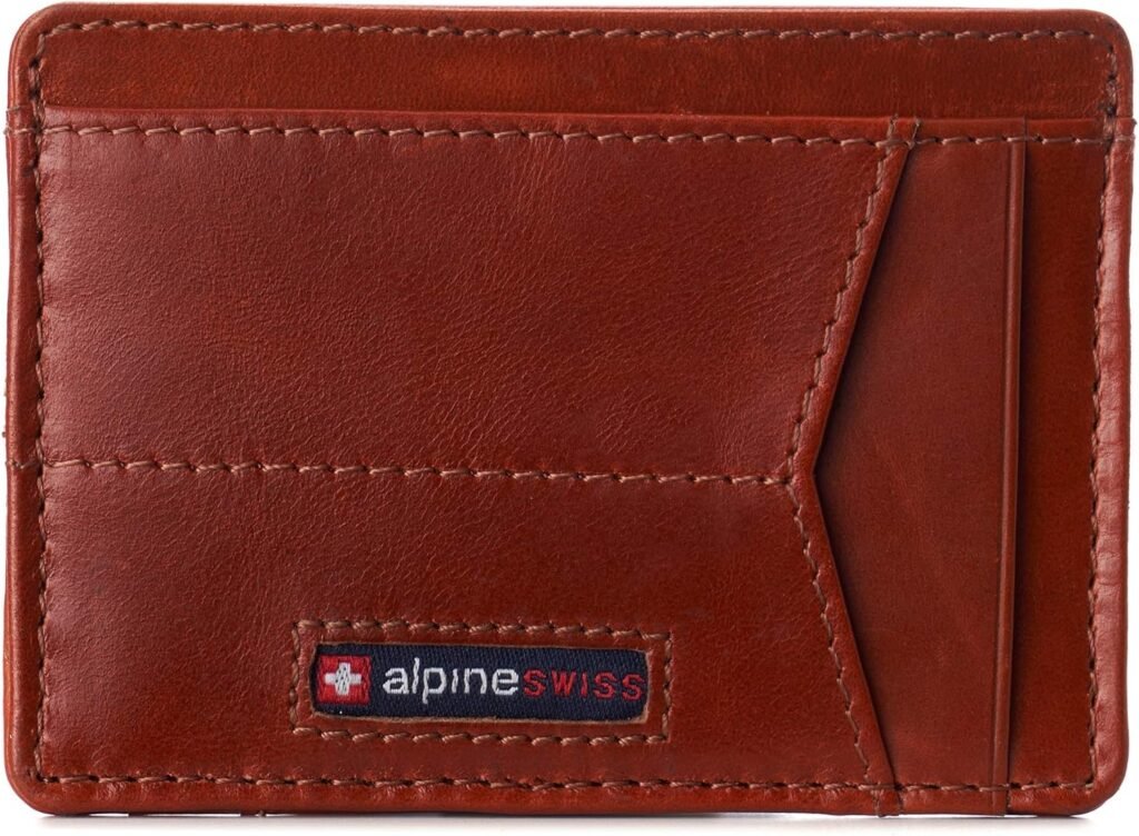 Alpine Swiss Oliver Mens RFID Blocking Minimalist Front Pocket Wallet Leather Comes in a Gift Box Black