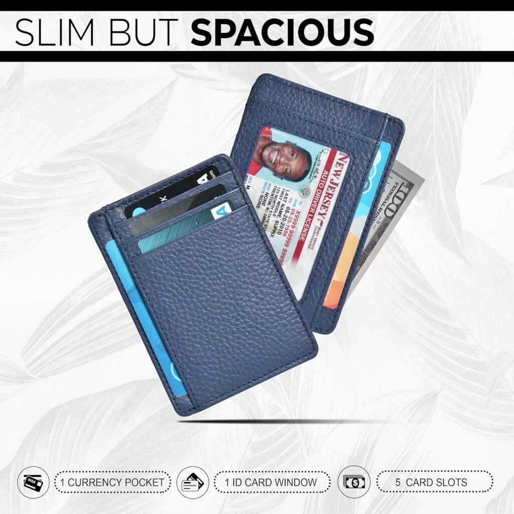 Real Leather Slim Minimalist Wallet for Men and Women -RFID Blocking Front Pocket Thin Credit Card Holder Stylish Wallets