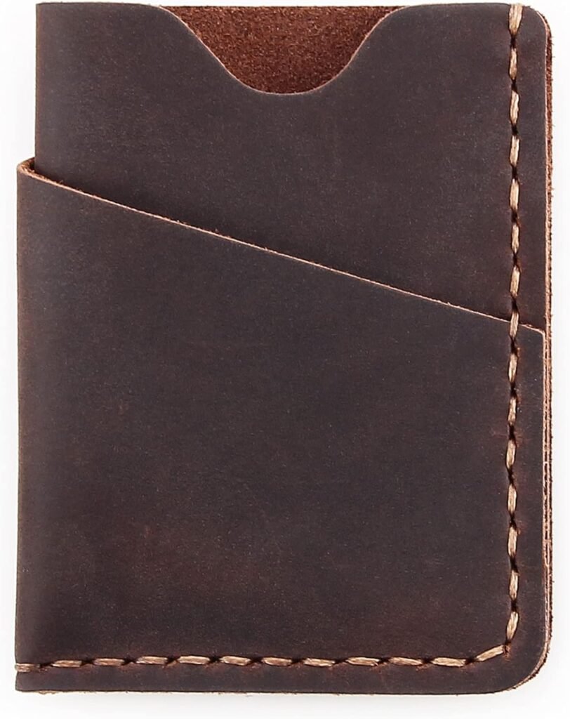 Robrasim Front Pocket Minimalist Slim Wallet, Handmade Genuine Leather Minimalist Credit Card Case Holder for Men  Women - Coffee