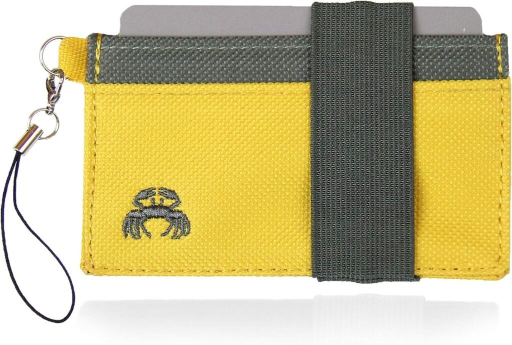 Crabby Wallet - Thin Minimalist Front Pocket Wallet - Credit Card Holder - Small Travel Wallets - Compact Wallets For Men and Women - Carry Cards, Cash, Phone, Keys- Secure Canvas Wallet - Yuba