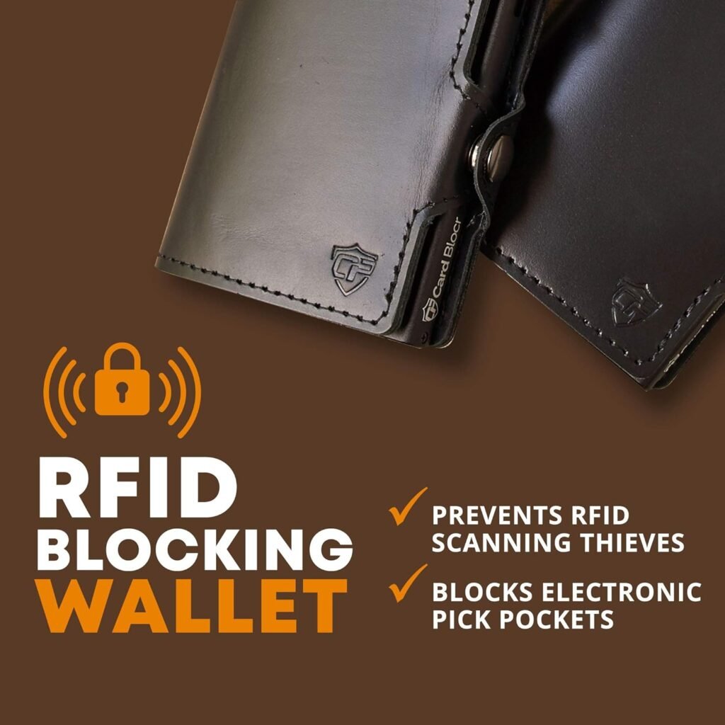 Conceal Plus Wallet for Men, Pop Up Wallet Credit Card Holder - RFID Blocking, Slim Minimalist Credit Card Case (Genuine Black Leather)