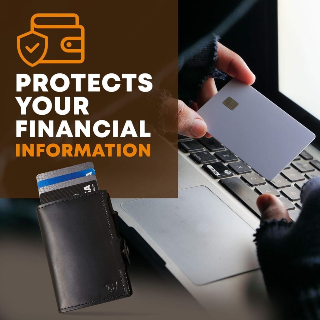 Conceal Plus Wallet for Men, Pop Up Wallet Credit Card Holder - RFID Blocking, Slim Minimalist Credit Card Case (Genuine Black Leather)