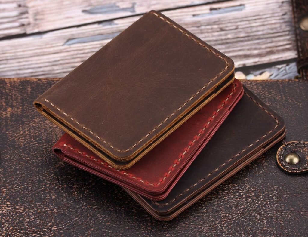Robrasim Handmade Bifold Leather Wallet - Minimalist Leather Credit Card Wallet - Brown