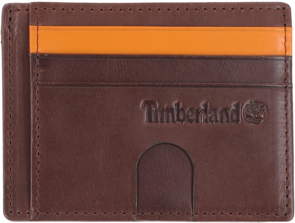 Timberland Mens Slim Leather Front Pocket Credit Card Holder Wallet