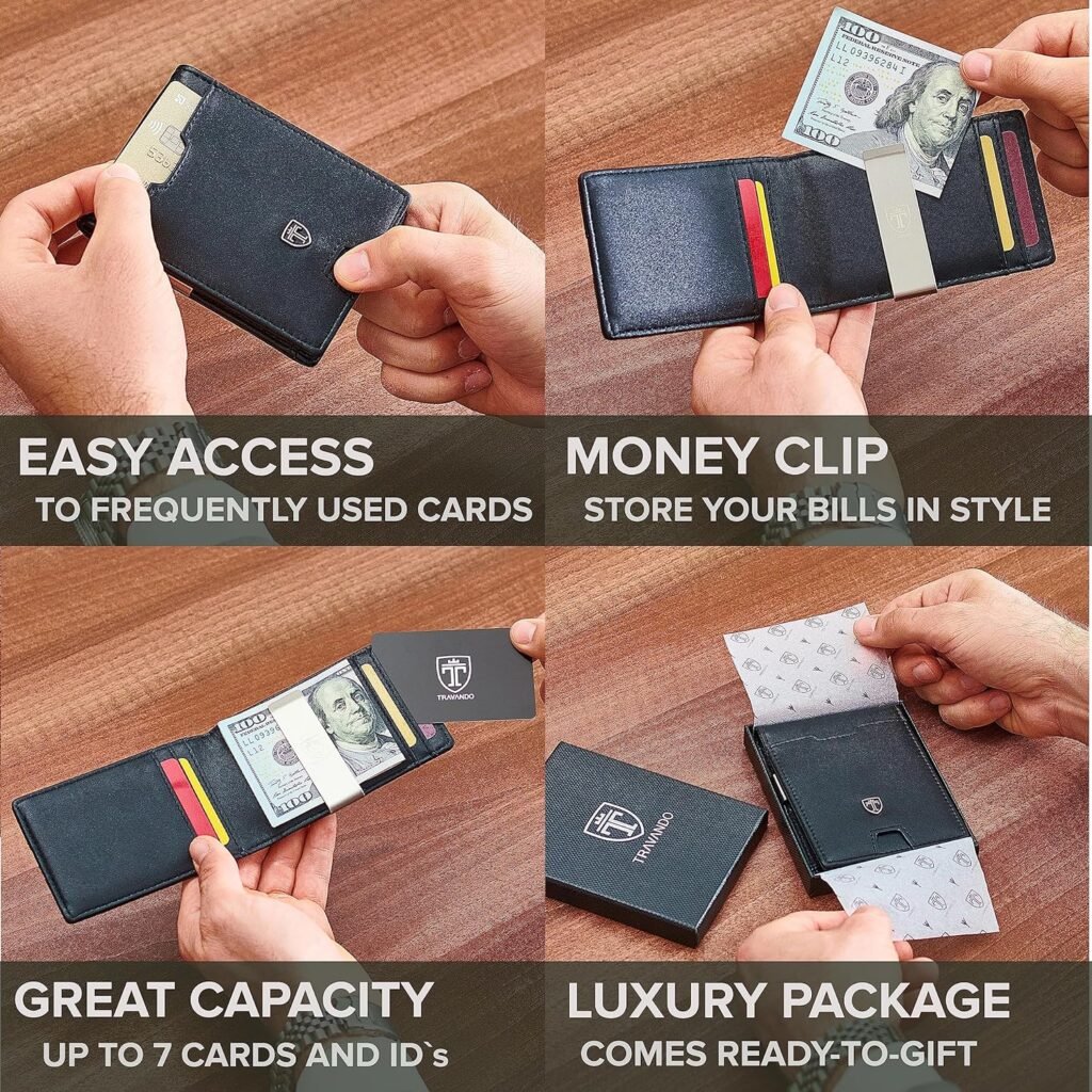 TRAVANDO Money Clip Wallet Atlanta Mens Front Pocket Slim RFID Blocking - Credit Card Holder - Mini Bifold
