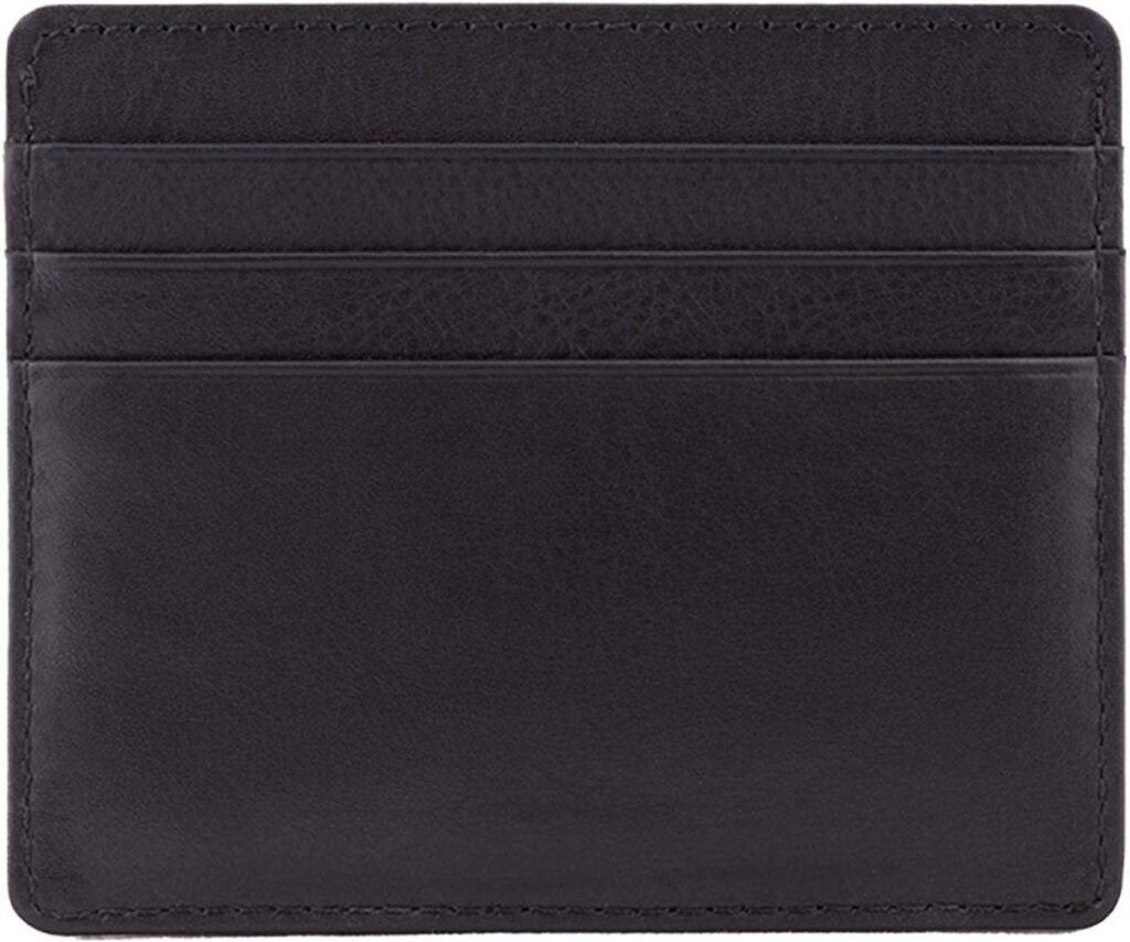 Ultra Slim Minimalist Mens Leather Travel Card Wallet RFID Blocking (Black Nappa)
