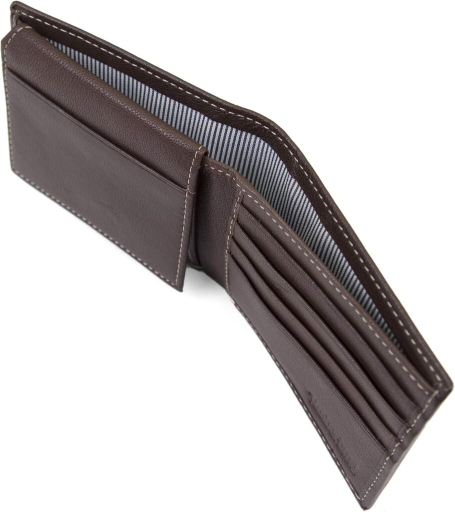 Timberland Mens Leather Wallet with Attached Flip Pocket, Black (Blix), One Size