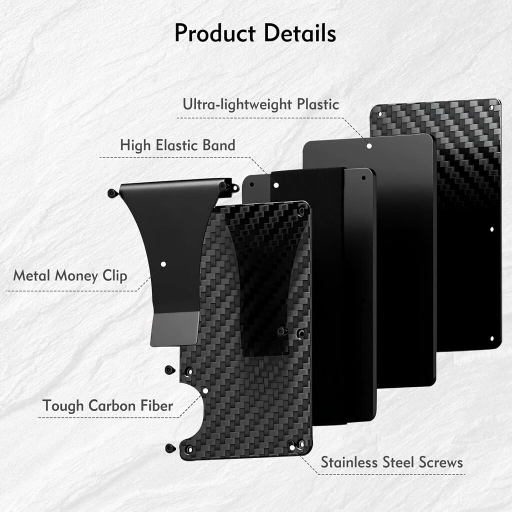 Carbon Fiber Wallet for RFID Blocking,Minimalist Wallet for Men with Money Clip  Credit Card Holder,Slim Wallet for Men