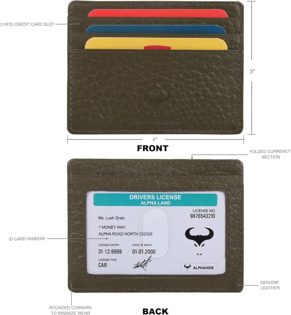 Credit Card Holder Wallet for Women, RFID Blocking Minimalist Card Holder Men, Small Wallet, Men Card Holder Wallets, Thin Front Pocket Card Wallet, Genuine Leather Slim Card Case