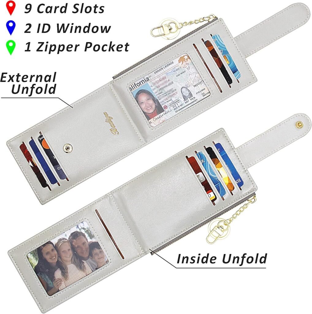 Badiya RFID Card Holder Wallet for Women Slim Wallets Bifold Multi Card Case Zipper Coin Purse