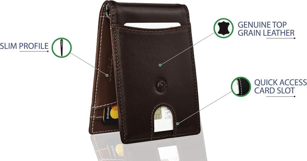 Monsoon [SAFARI Genuine Leather Slim Mens Wallet with Money Clip | RFID Blocking | Top Grain Leather Wallets for Men - Black