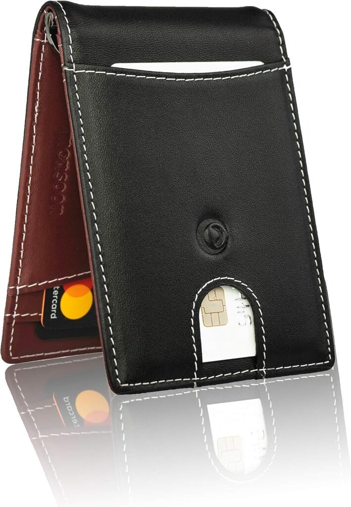 Monsoon [SAFARI Genuine Leather Slim Mens Wallet with Money Clip | RFID Blocking | Top Grain Leather Wallets for Men - Black